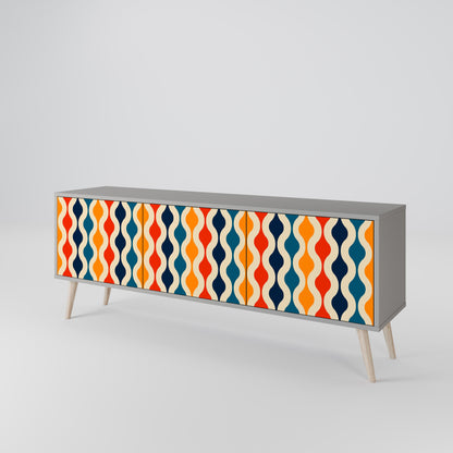 COLORFUL NOSTALGIA 3-Door TV Stand in Grey Finish
