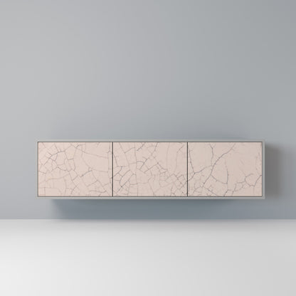 Mobile TV a 3 ante con texture in ceramica, finitura grigia