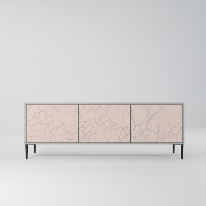 Mobile TV a 3 ante con texture in ceramica, finitura grigia