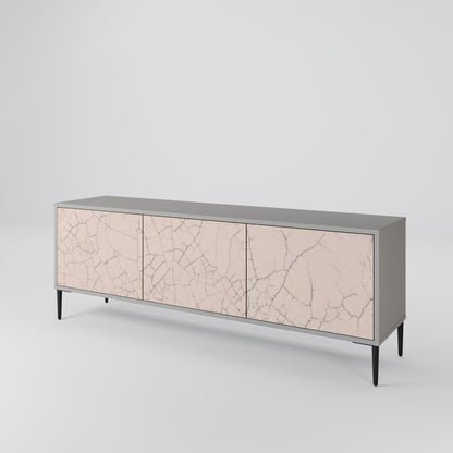 Mobile TV a 3 ante con texture in ceramica, finitura grigia