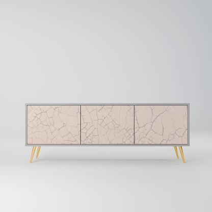 Mobile TV a 3 ante con texture in ceramica, finitura grigia
