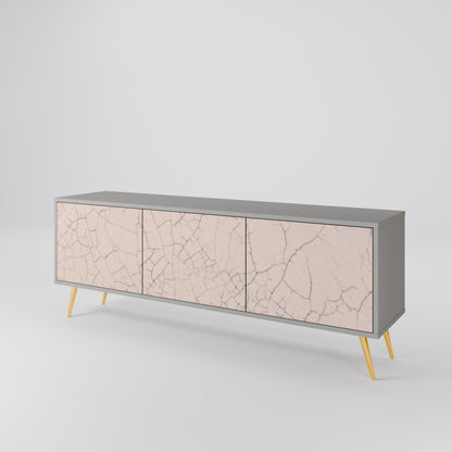 Mobile TV a 3 ante con texture in ceramica, finitura grigia
