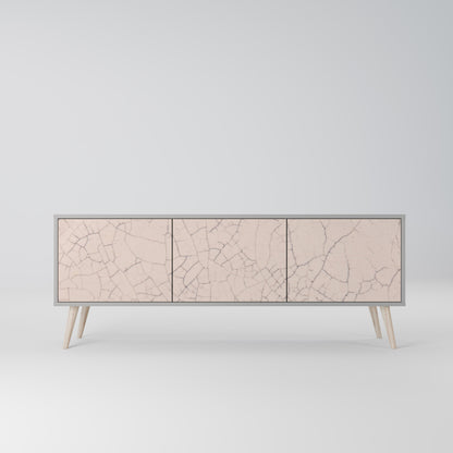 Mobile TV a 3 ante con texture in ceramica, finitura grigia