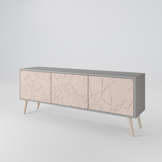 CERAMIC TEXTURE 3-Door TV Stand in Grey Finish