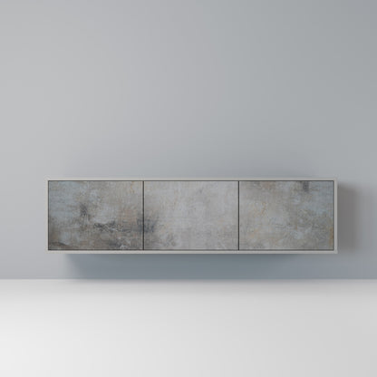 Mobile TV a 3 ante CONCRETE WALL in finitura grigia