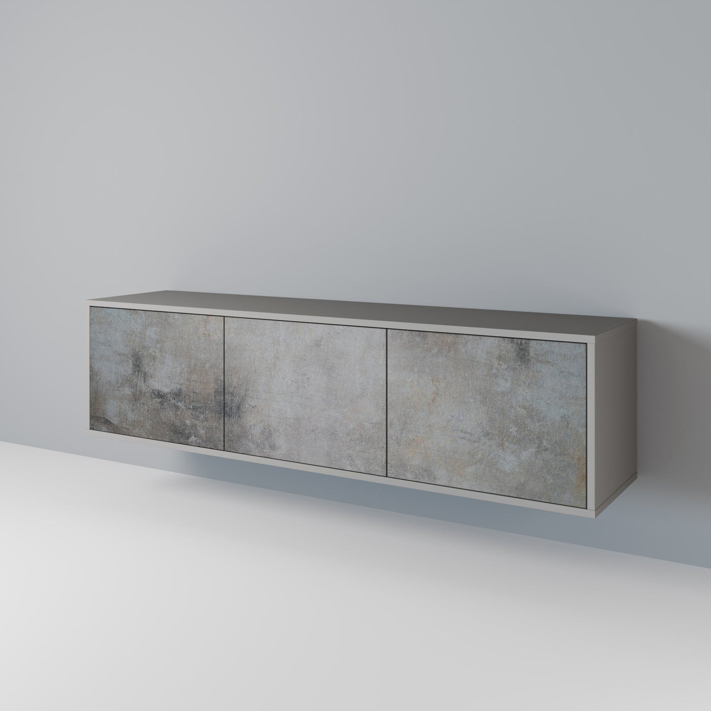 Mobile TV a 3 ante CONCRETE WALL in finitura grigia