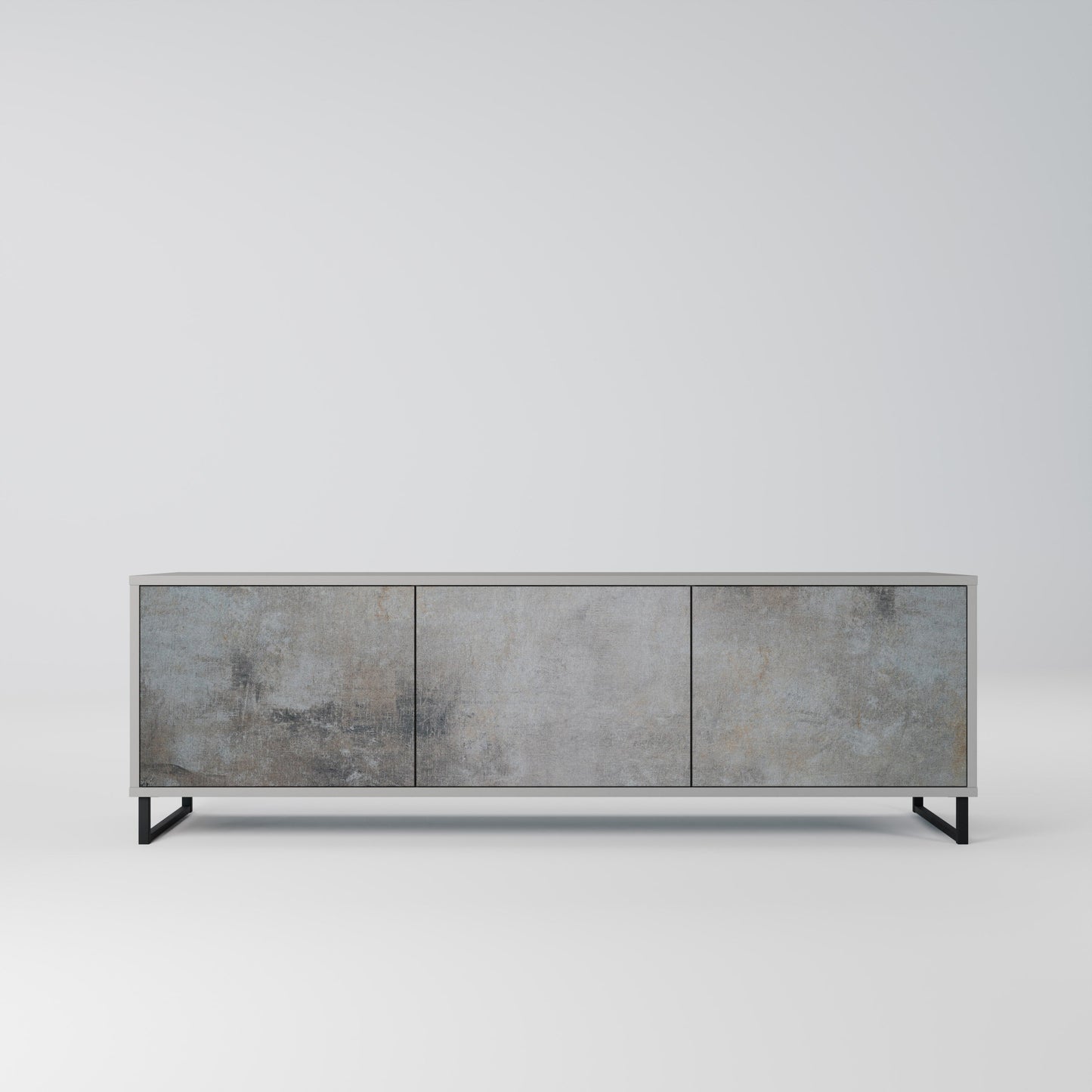 Mobile TV a 3 ante CONCRETE WALL in finitura grigia