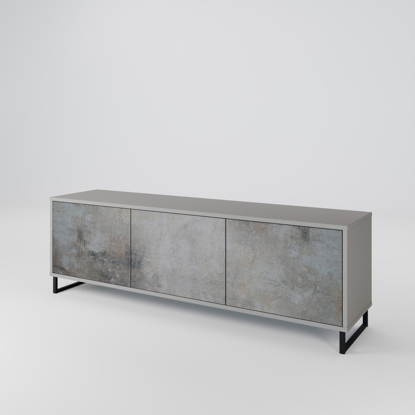 Mobile TV a 3 ante CONCRETE WALL in finitura grigia
