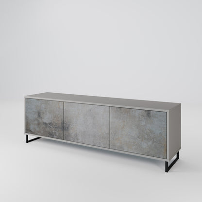 Mobile TV a 3 ante CONCRETE WALL in finitura grigia