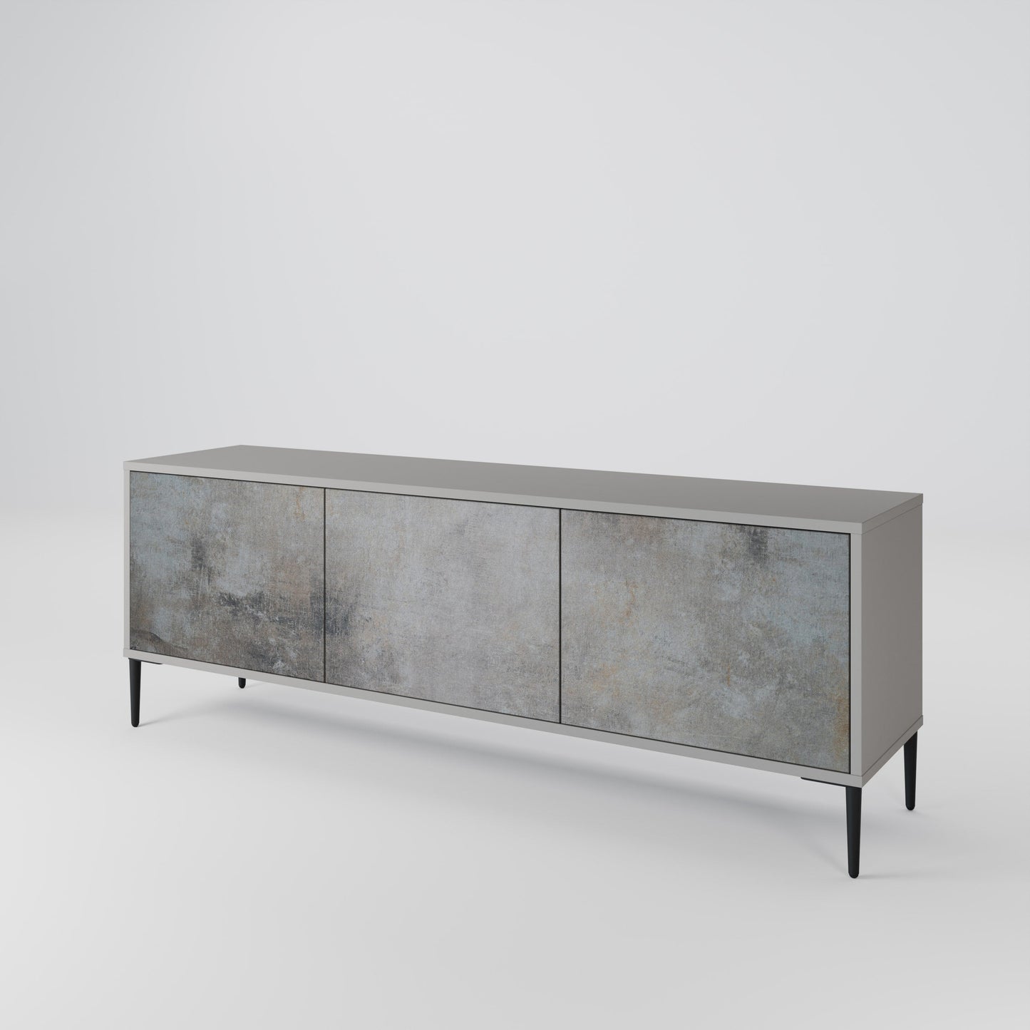 Mobile TV a 3 ante CONCRETE WALL in finitura grigia