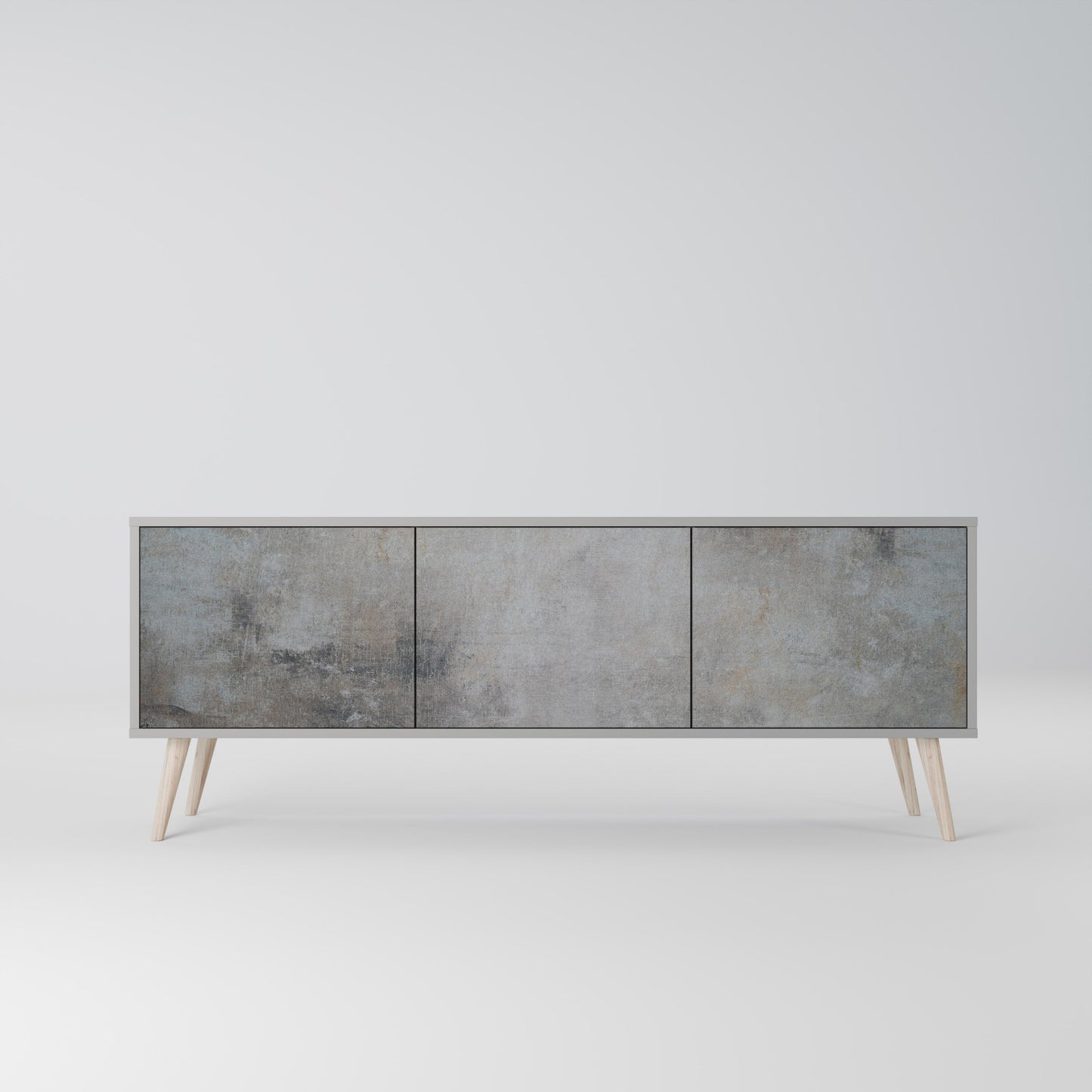 Mobile TV a 3 ante CONCRETE WALL in finitura grigia