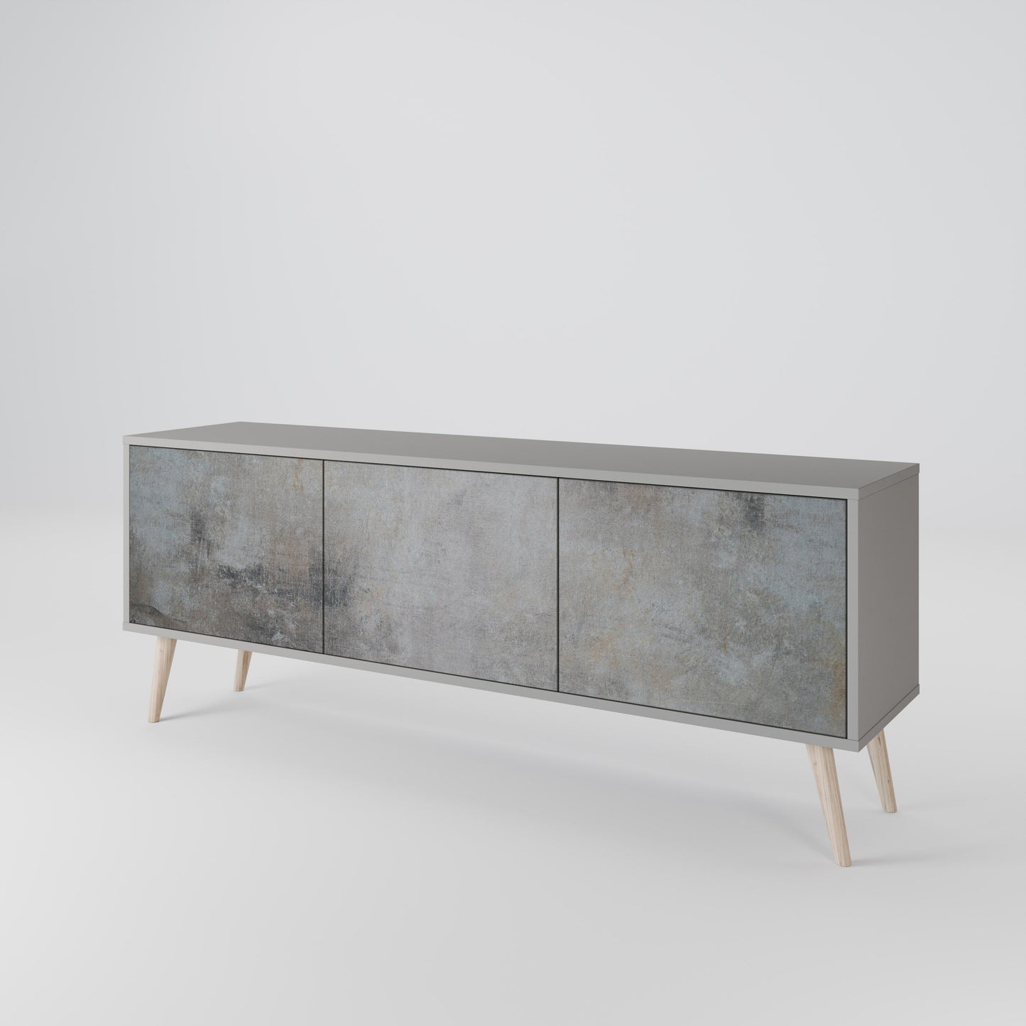 Mobile TV a 3 ante CONCRETE WALL in finitura grigia