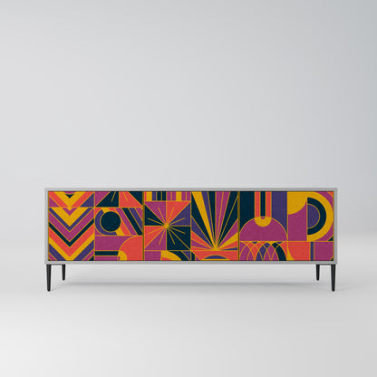 ELECTRIC PATTERNS 3-Door TV Stand in Grey Finish