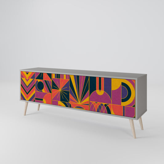 ELECTRIC PATTERNS 3-Door TV Stand in Grey Finish