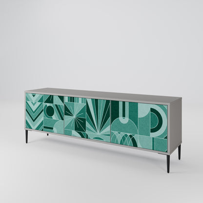 HARMONIC GRID 3-Door TV Stand in Grey Finish