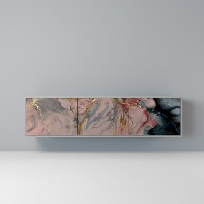 GILDED SWIRLS 3-Door TV Stand in Grey Finish