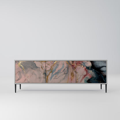 GILDED SWIRLS 3-Door TV Stand in Grey Finish