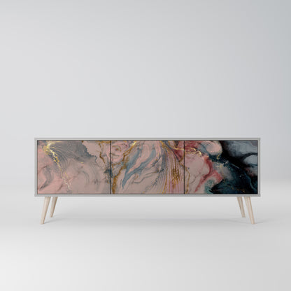 GILDED SWIRLS 3-Door TV Stand in Grey Finish