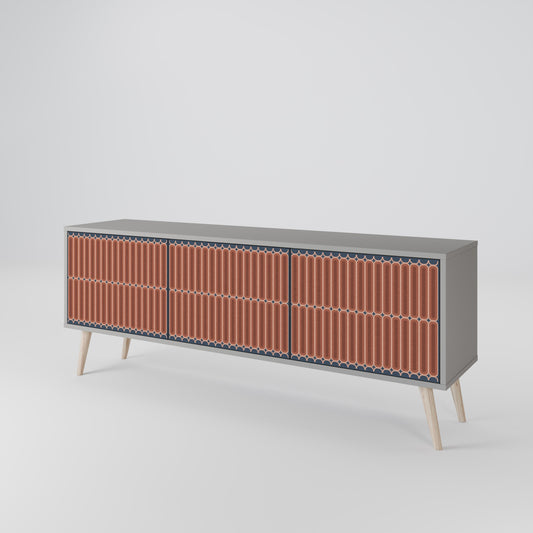 HYPNOTIC GATE 3-Door TV Stand in Grey Finish