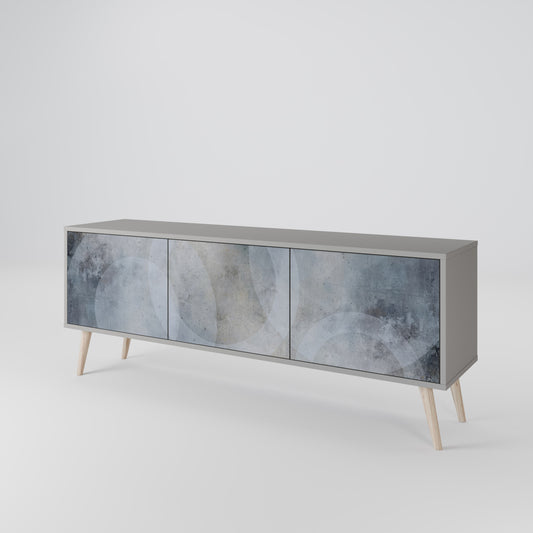 MUTED ARC 3-Door TV Stand in Grey Finish