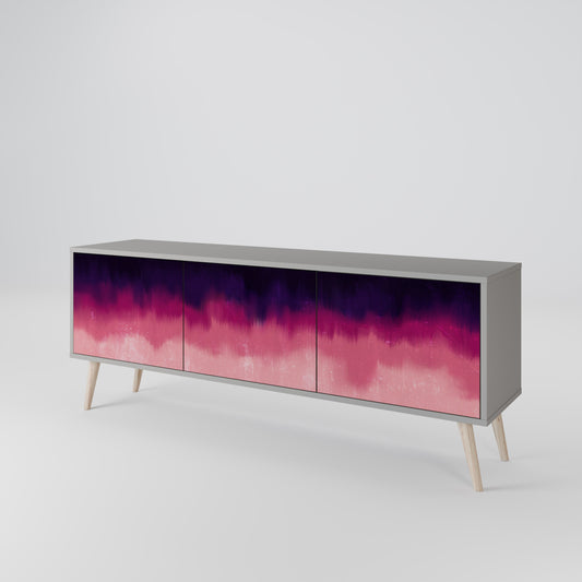 AURORA BOREALIS 3-Door TV Stand in Grey Finish