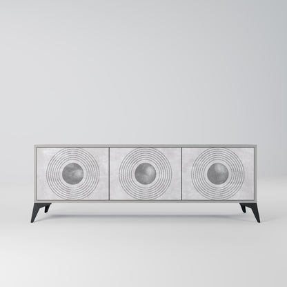 SOLID CIRCLES 3-Door TV Stand in Grey Finish