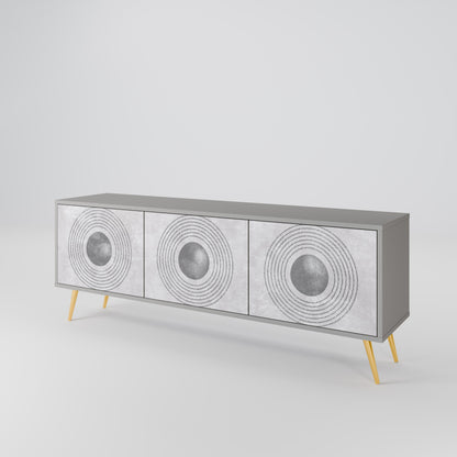 SOLID CIRCLES 3-Door TV Stand in Grey Finish