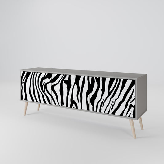 SPLENDID ZEBRA 3-Door TV Stand in Grey Finish