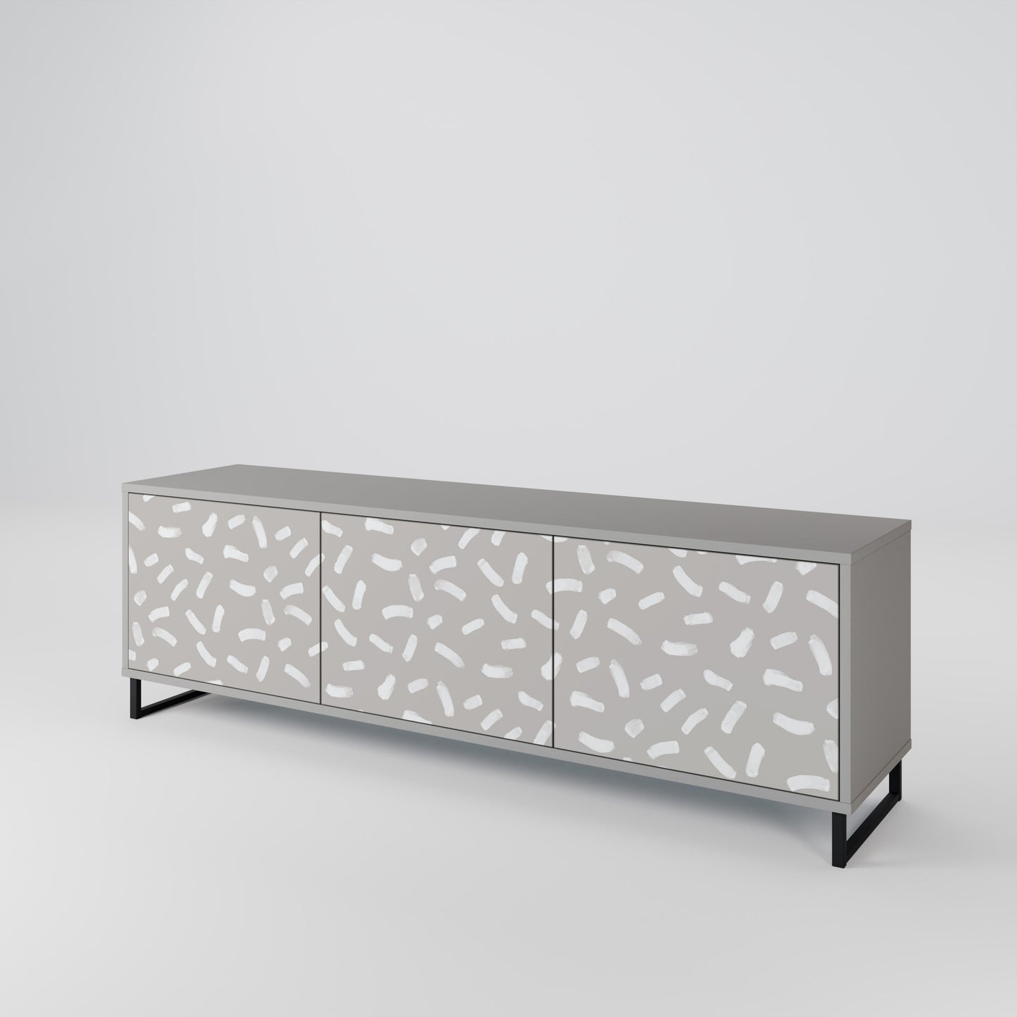 PASSING SECONDS 3-Door TV Stand in Grey Finish