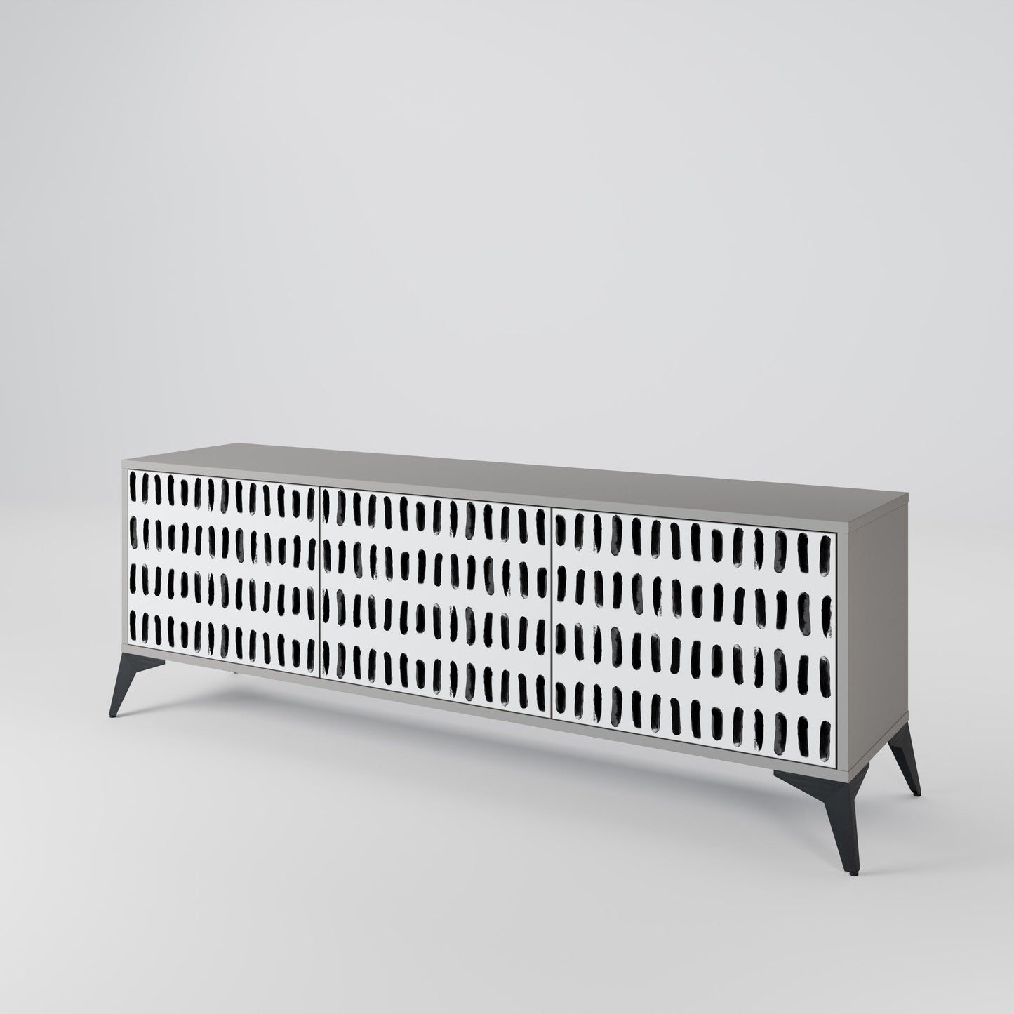 NIGHTY MELODIES 3-Door TV Stand in Grey Finish