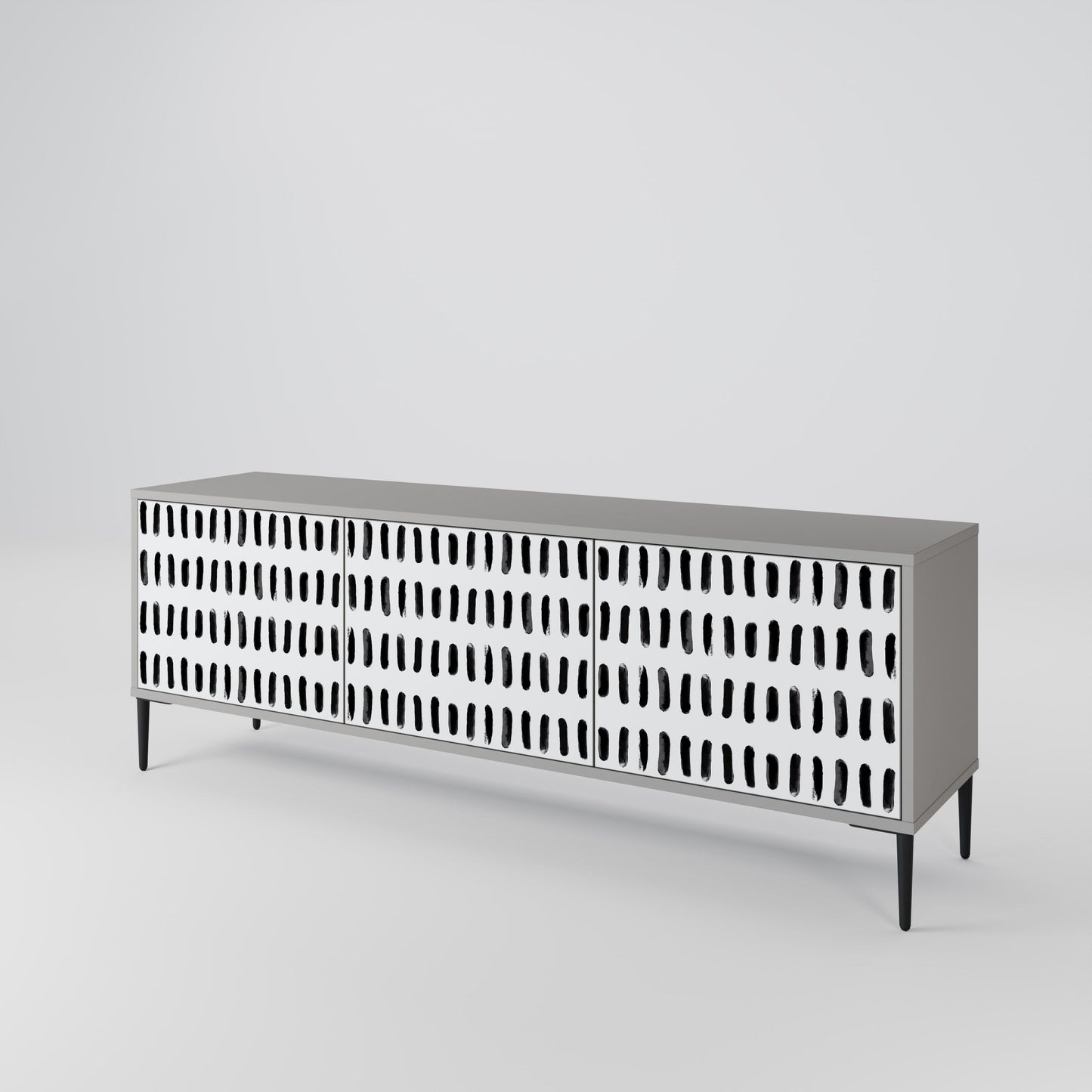 NIGHTY MELODIES 3-Door TV Stand in Grey Finish