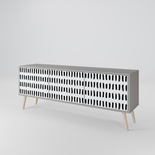 NIGHTY MELODIES 3-Door TV Stand in Grey Finish