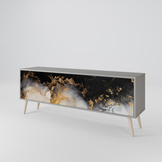 MARBLE OF TOMMORROW 3-Door TV Stand in Grey Finish