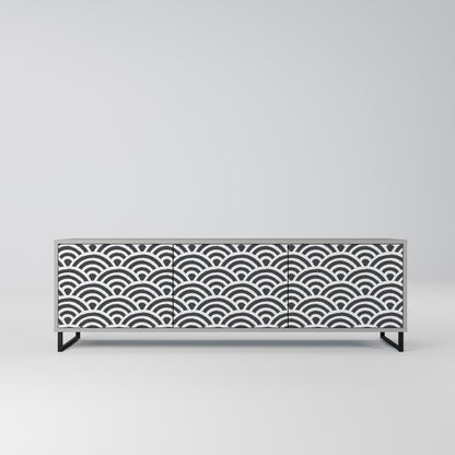 GLOOMY HOST 3-Door TV Stand in Grey Finish