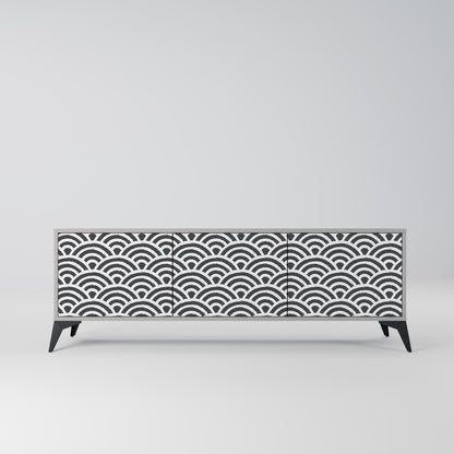 GLOOMY HOST 3-Door TV Stand in Grey Finish
