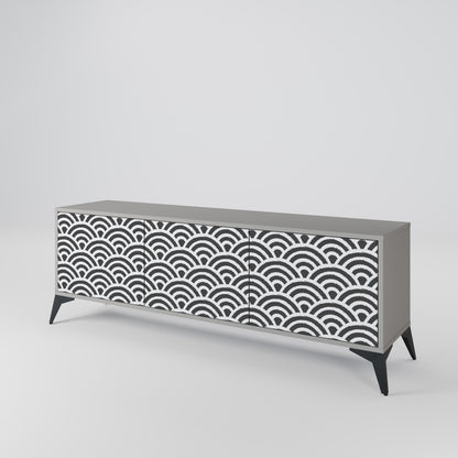 GLOOMY HOST 3-Door TV Stand in Grey Finish