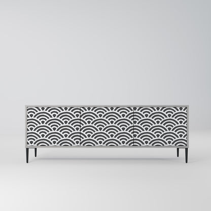 GLOOMY HOST 3-Door TV Stand in Grey Finish