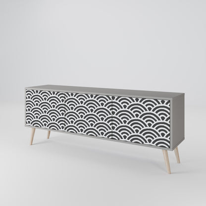 GLOOMY HOST 3-Door TV Stand in Grey Finish