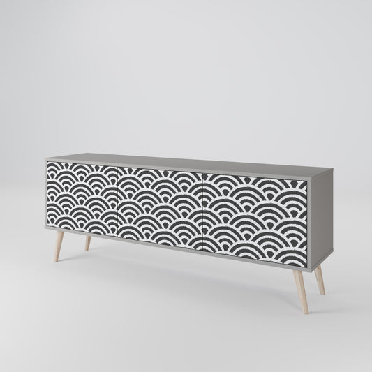 GLOOMY HOST 3-Door TV Stand in Grey Finish