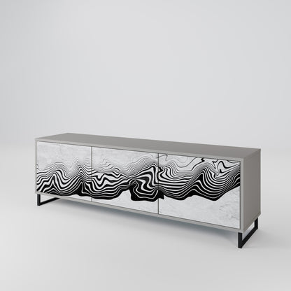 MONOCHROME MIRAGE 3-Door TV Stand in Grey Finish