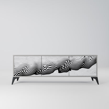 MONOCHROME MIRAGE 3-Door TV Stand in Grey Finish