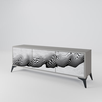 MONOCHROME MIRAGE 3-Door TV Stand in Grey Finish