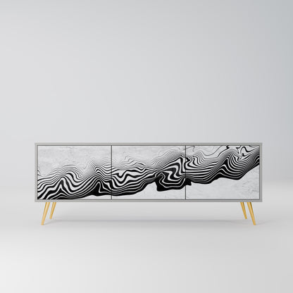 MONOCHROME MIRAGE 3-Door TV Stand in Grey Finish
