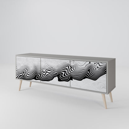 MONOCHROME MIRAGE 3-Door TV Stand in Grey Finish