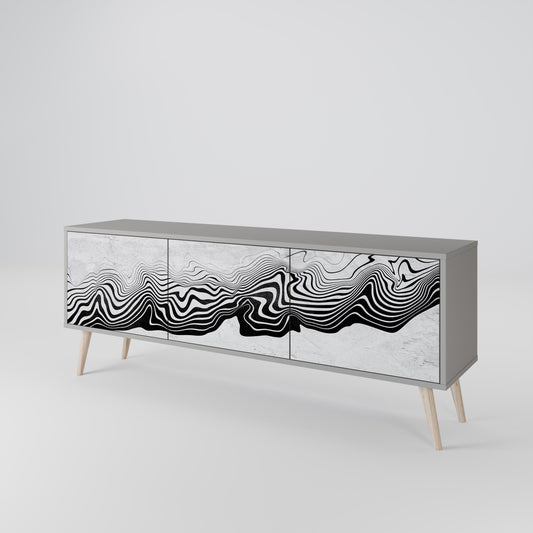 MONOCHROME MIRAGE 3-Door TV Stand in Grey Finish