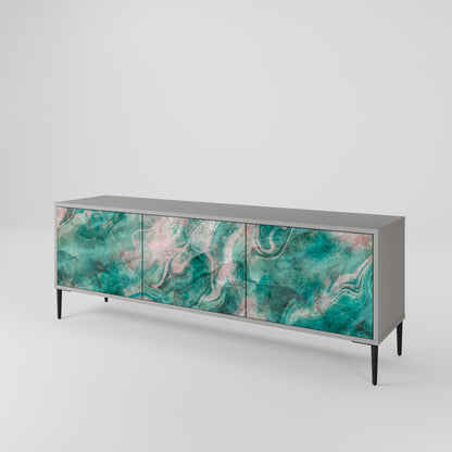 ABSTRACT ALCHEMY 3-Door TV Stand in Grey Finish
