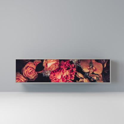 NEVERENDING BLOOM 3-Door TV Stand in Grey Finish