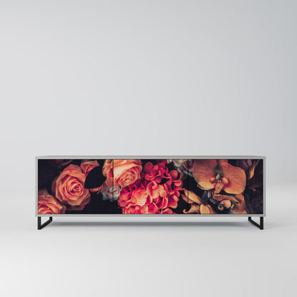 NEVERENDING BLOOM 3-Door TV Stand in Grey Finish