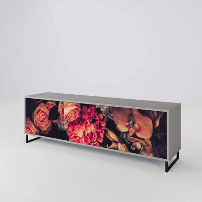 NEVERENDING BLOOM 3-Door TV Stand in Grey Finish