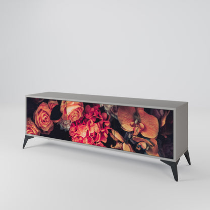 NEVERENDING BLOOM 3-Door TV Stand in Grey Finish